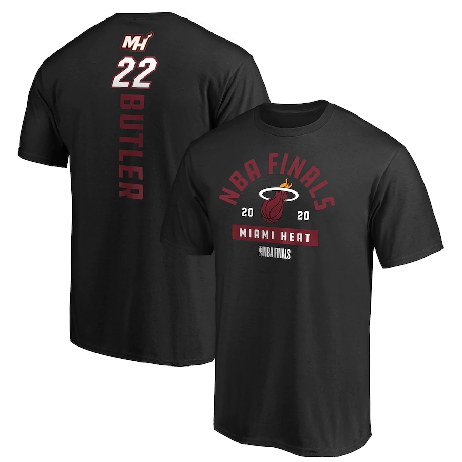 Men's Miami Heat 2020 Black #22 Jimmy Butler Finals Bound Name & Number T-Shirt